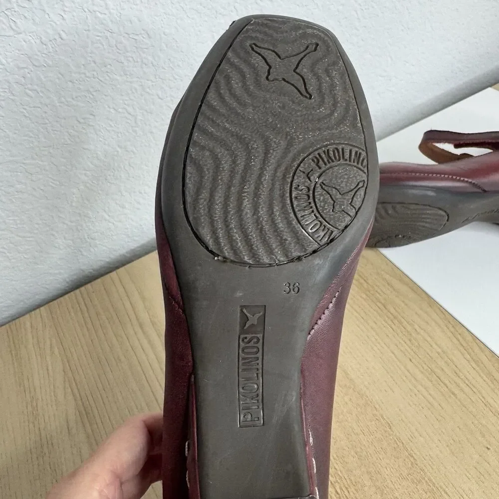 PIKOLINOS Shoes Mary Jane Pumps Gandia Arcilla Burgundy Leather Women's 36 / 6